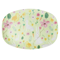 Green Easter Print Rectangular Melamine Plate By Rice DK